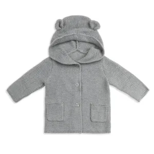 "Little Bear" Cotton Knit Cardigan Grey