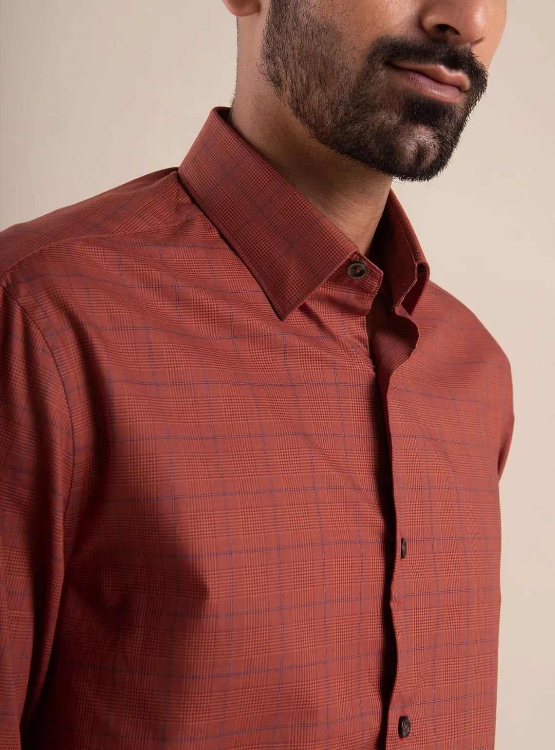 Red Terracotta Grid Shirt