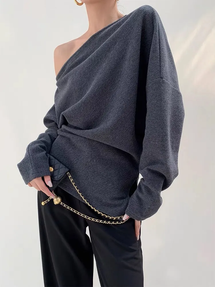 Relaxed Toga Slit Sweater in Grey