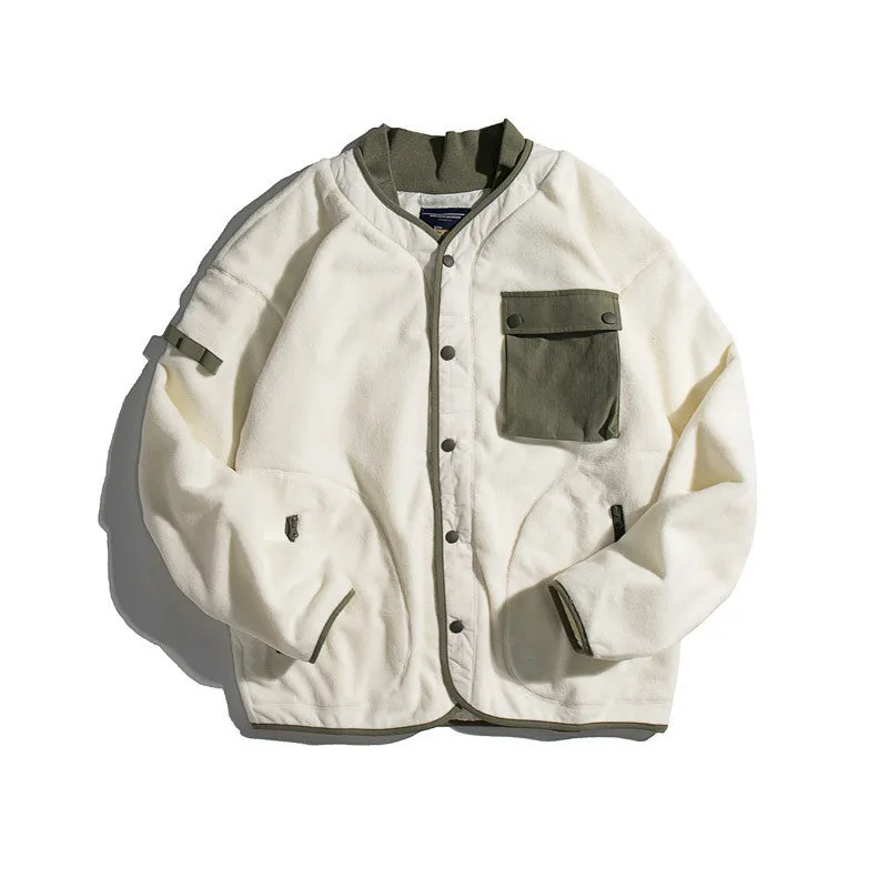 Retro Loose Color Block Men's Jacket
