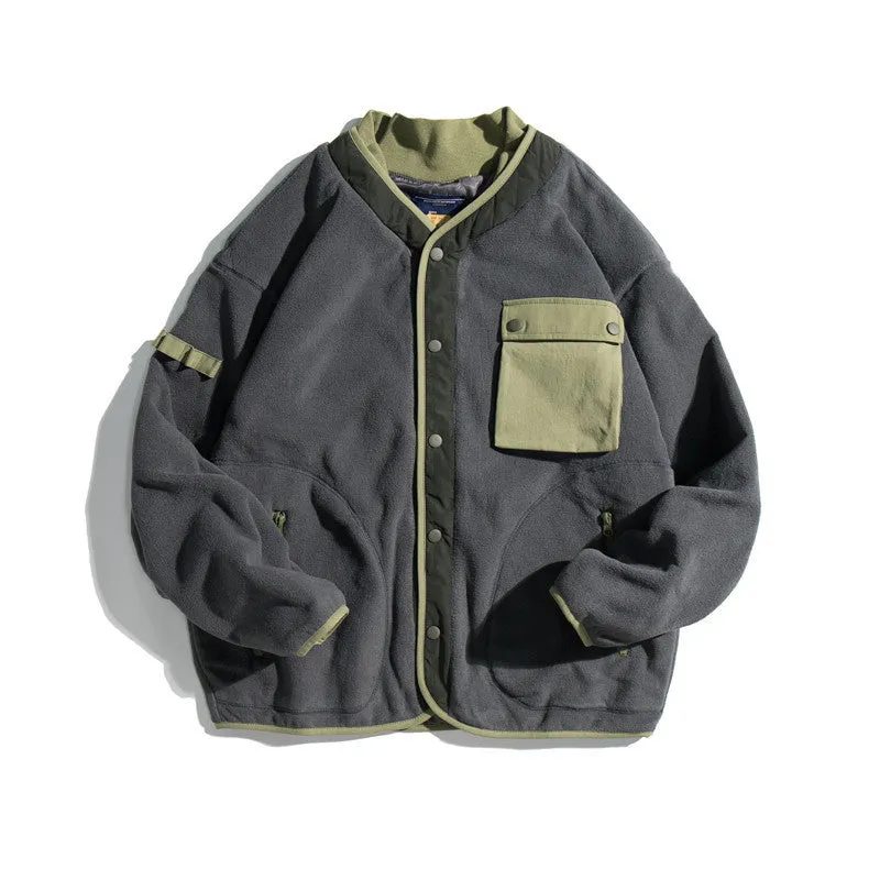 Retro Loose Color Block Men's Jacket