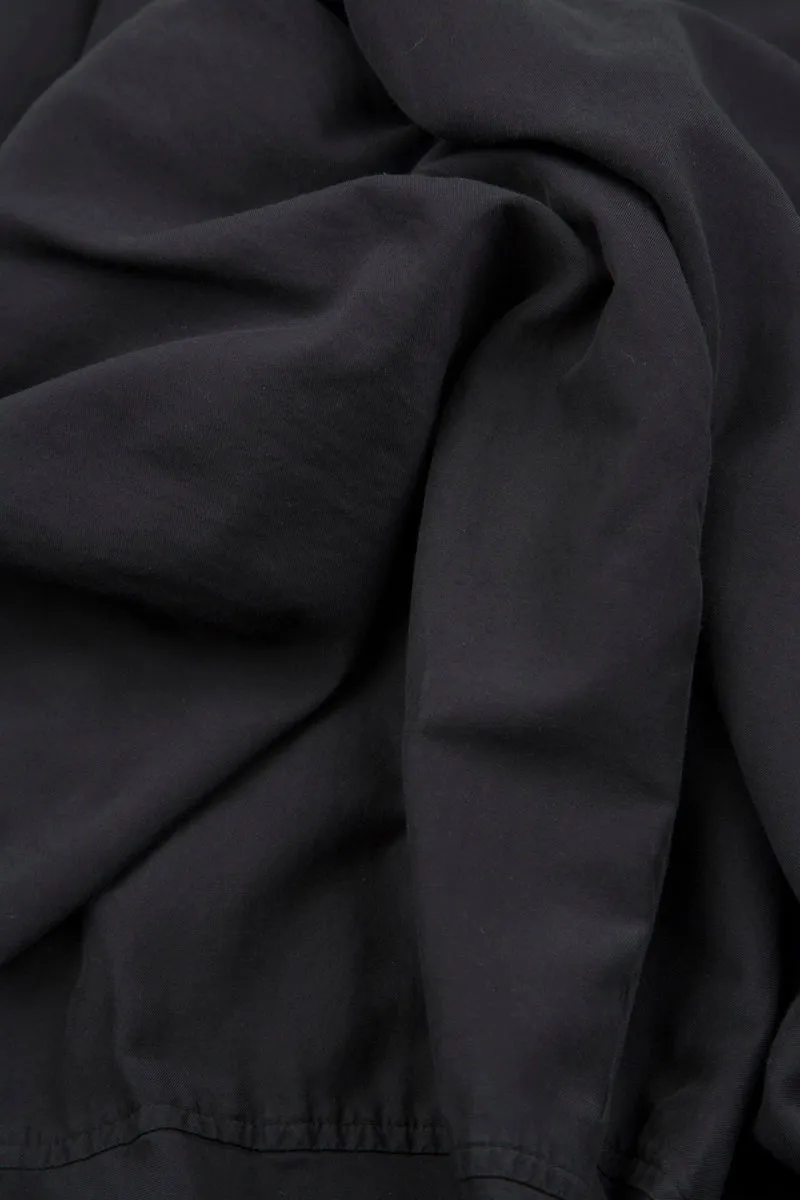 Slanted Pocket Black Silk Linen Jacket