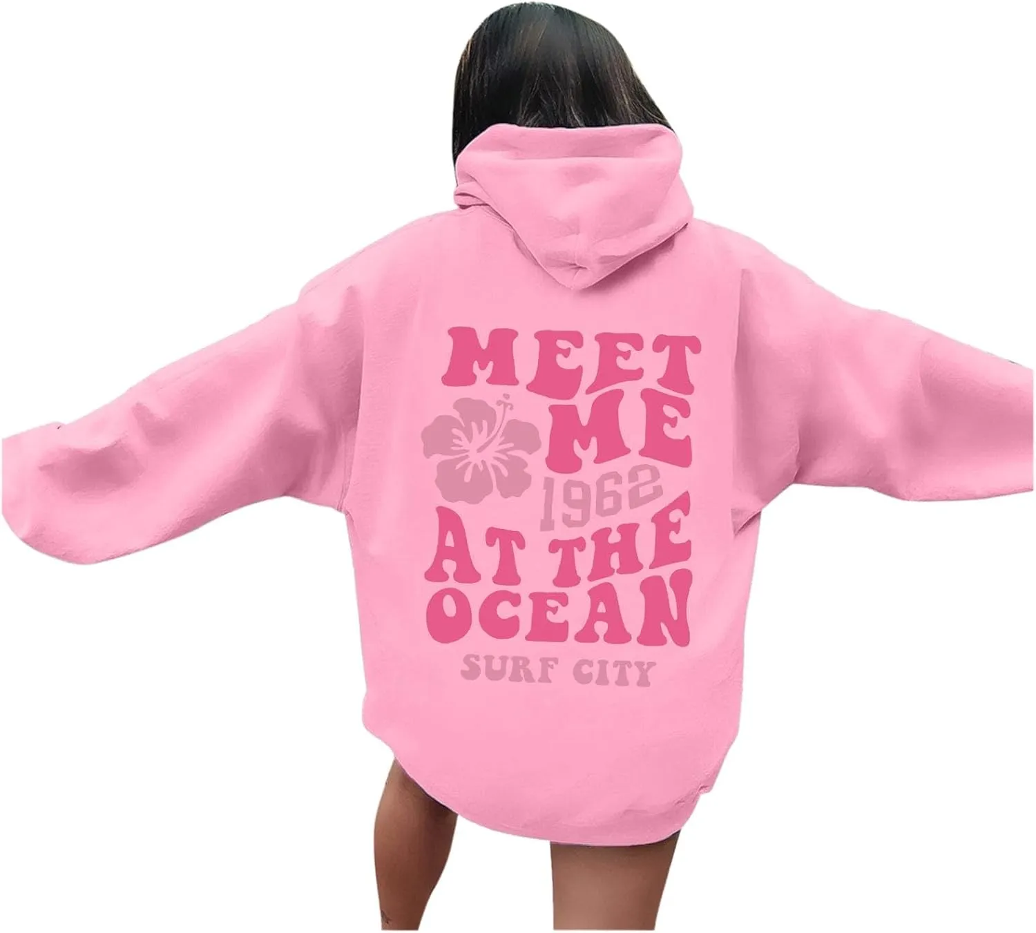 Sweatshirts For Teen Girls Long Sleeve Letter Print Casual Graphic Hoodies Drawstring Pullover Oversized Hoodies