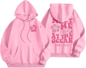 Sweatshirts For Teen Girls Long Sleeve Letter Print Casual Graphic Hoodies Drawstring Pullover Oversized Hoodies