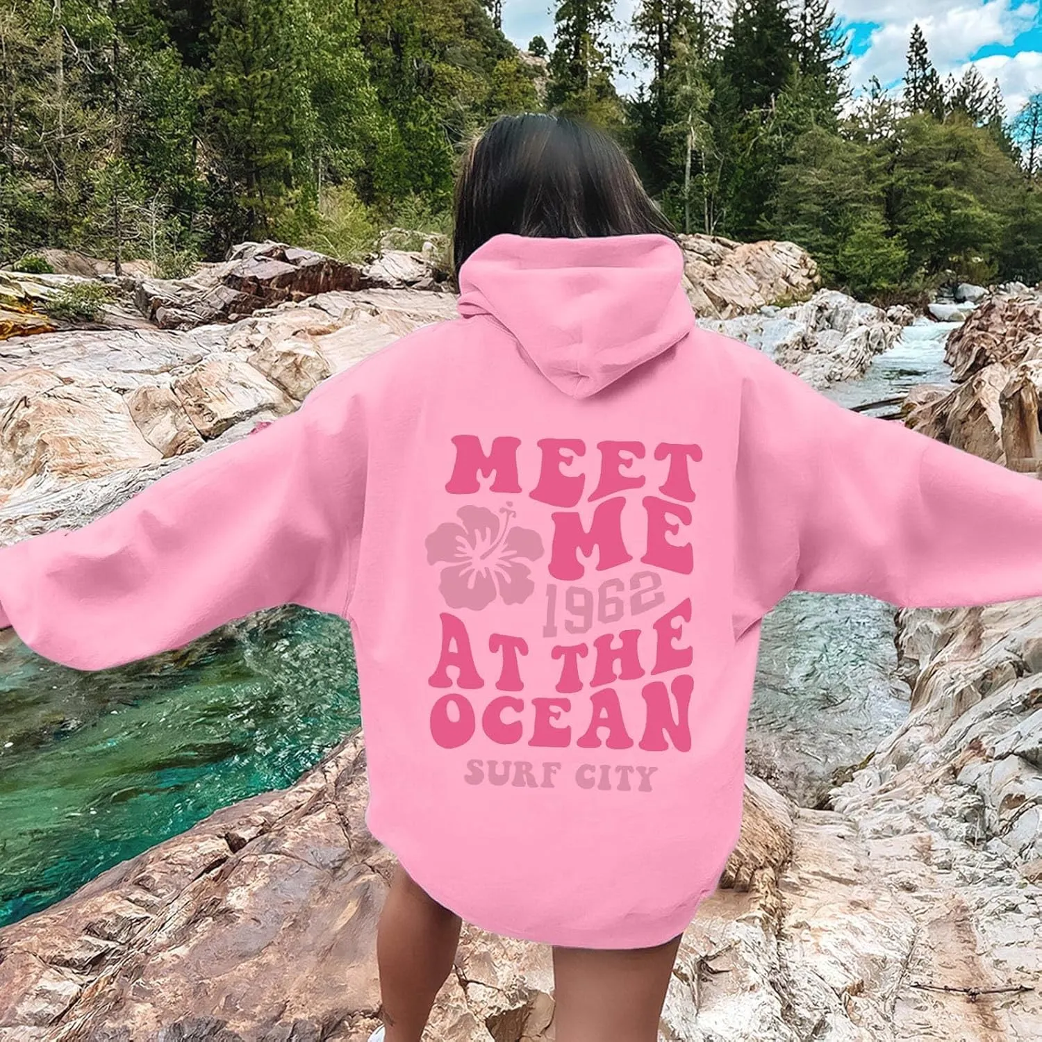 Sweatshirts For Teen Girls Long Sleeve Letter Print Casual Graphic Hoodies Drawstring Pullover Oversized Hoodies