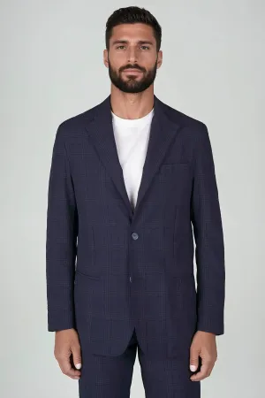 Unlined Blue Prince of Wales Seersucker Blazer