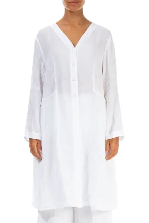 V-Neck White Gauze Linen Jacket