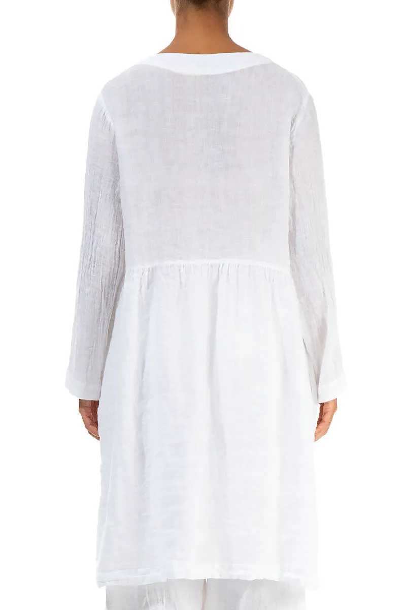 V-Neck White Gauze Linen Jacket