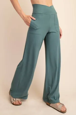 V Waist Wide Leg Butter Pant Fern Forest