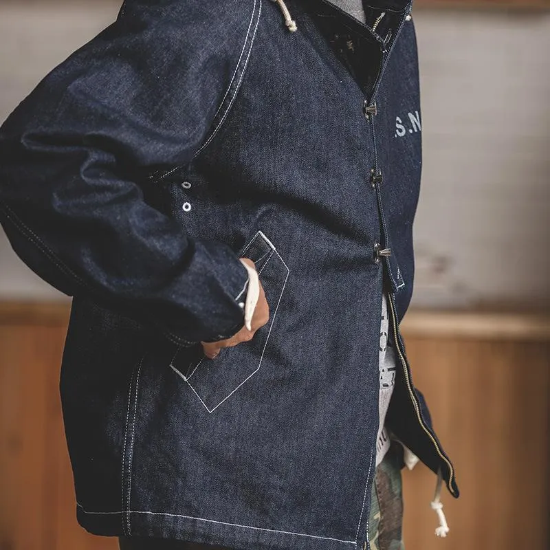 Vintage Navy Hooded Loose Tooling Cargo Jacket