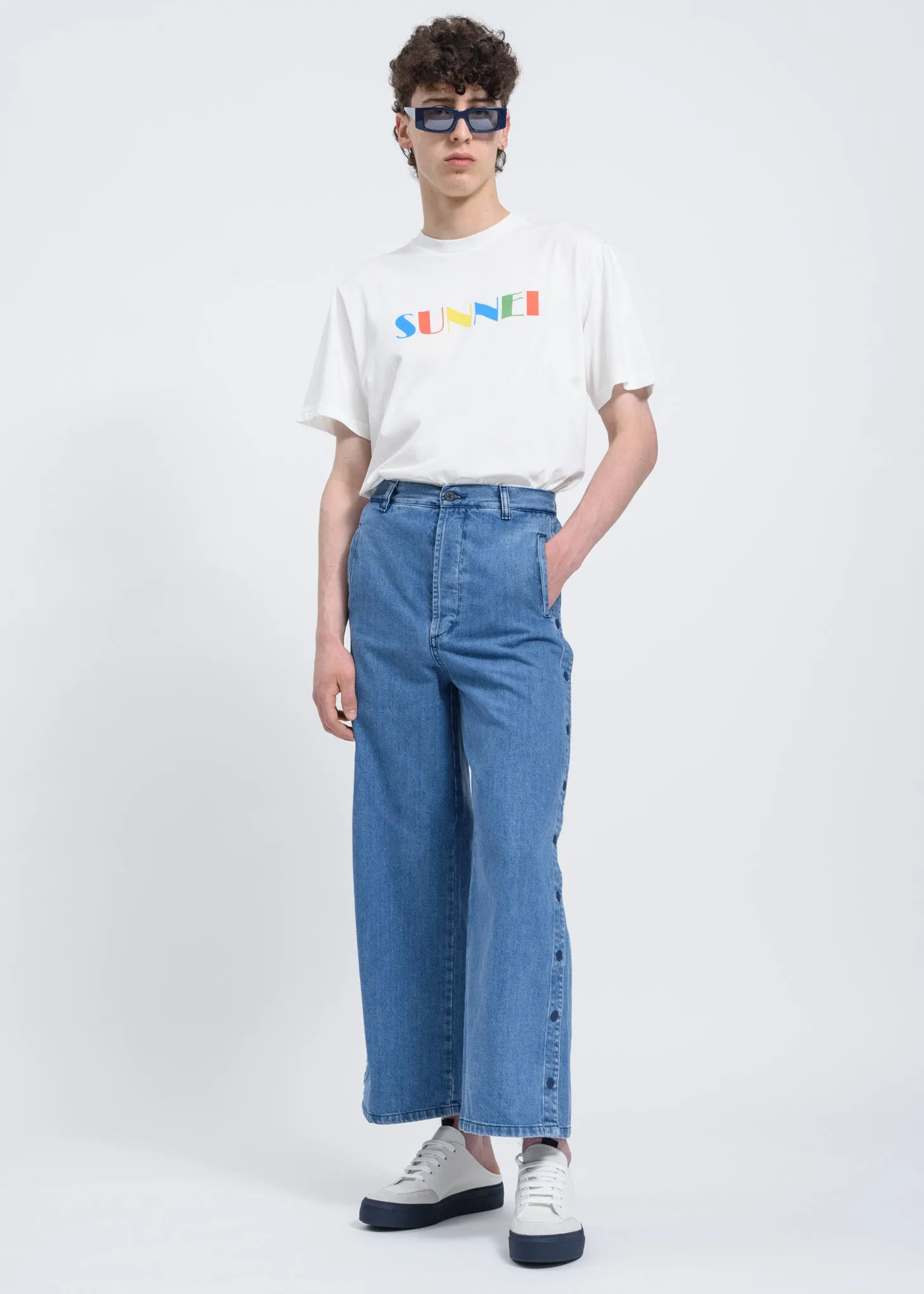 Washed Denim Loose Pants