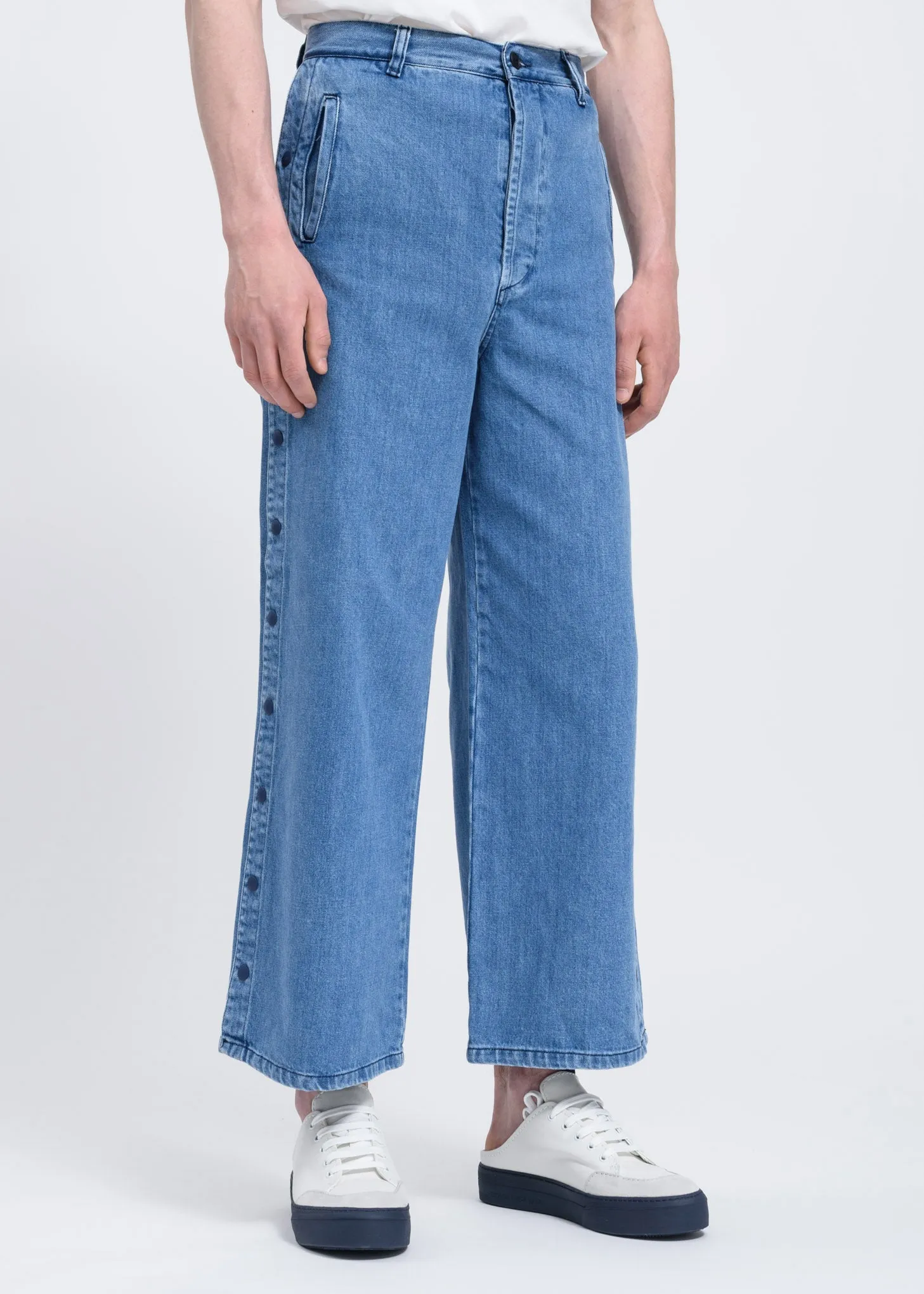 Washed Denim Loose Pants