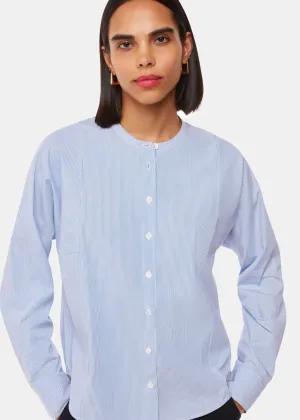 Whistles Stripe Grandad Collar Shirt