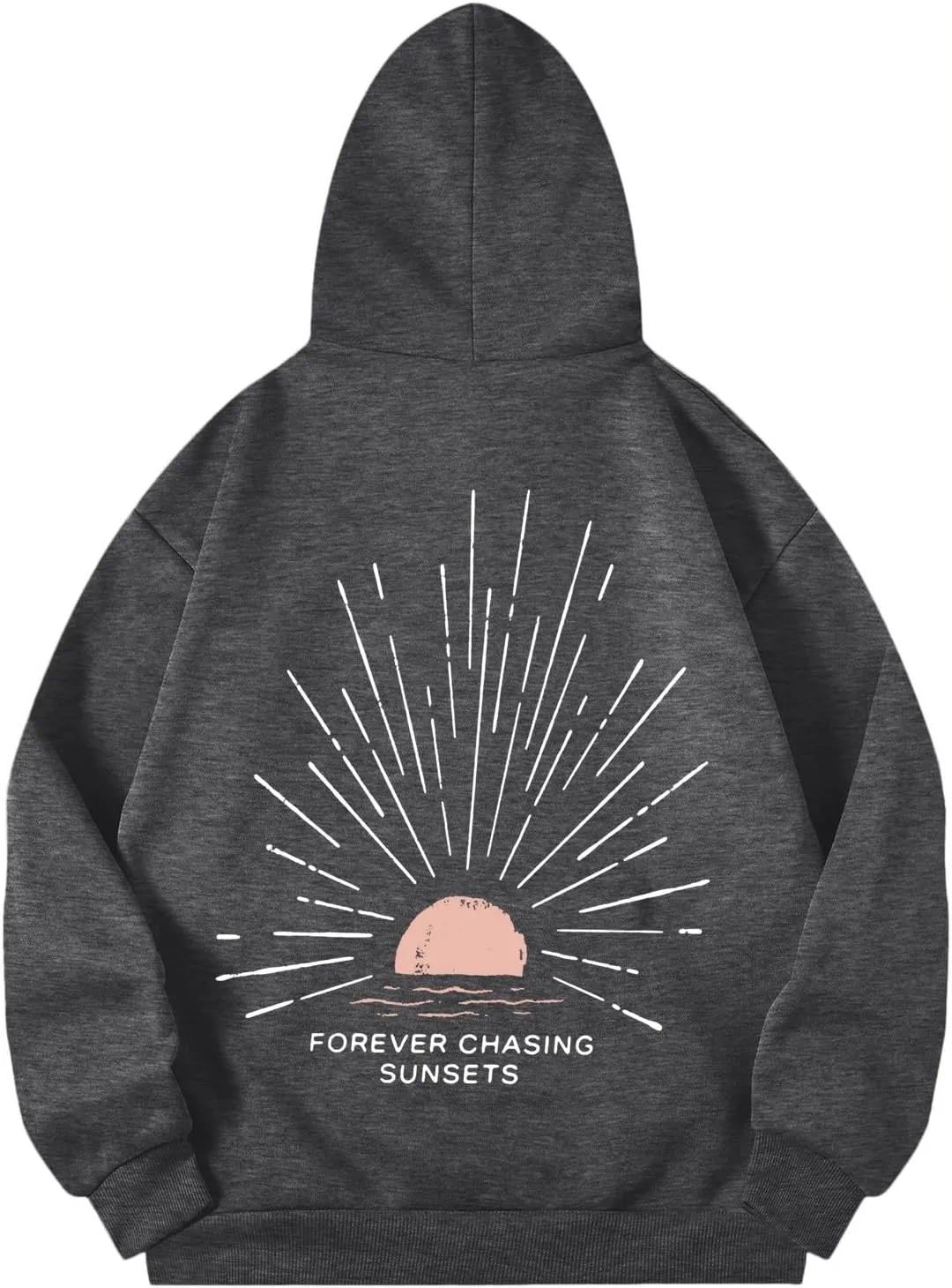 Women Oversized Hoodie Beachy Sweatshirt Letter Printed Always Chasing Sunsets Hoodies Solid Color Soft Top