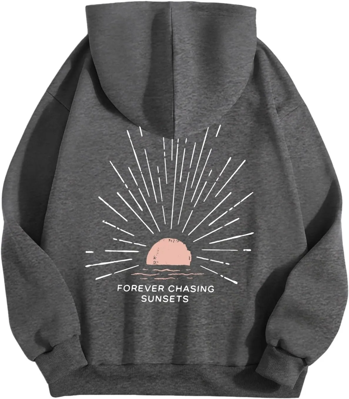 Women Oversized Hoodie Beachy Sweatshirt Letter Printed Always Chasing Sunsets Hoodies Solid Color Soft Top