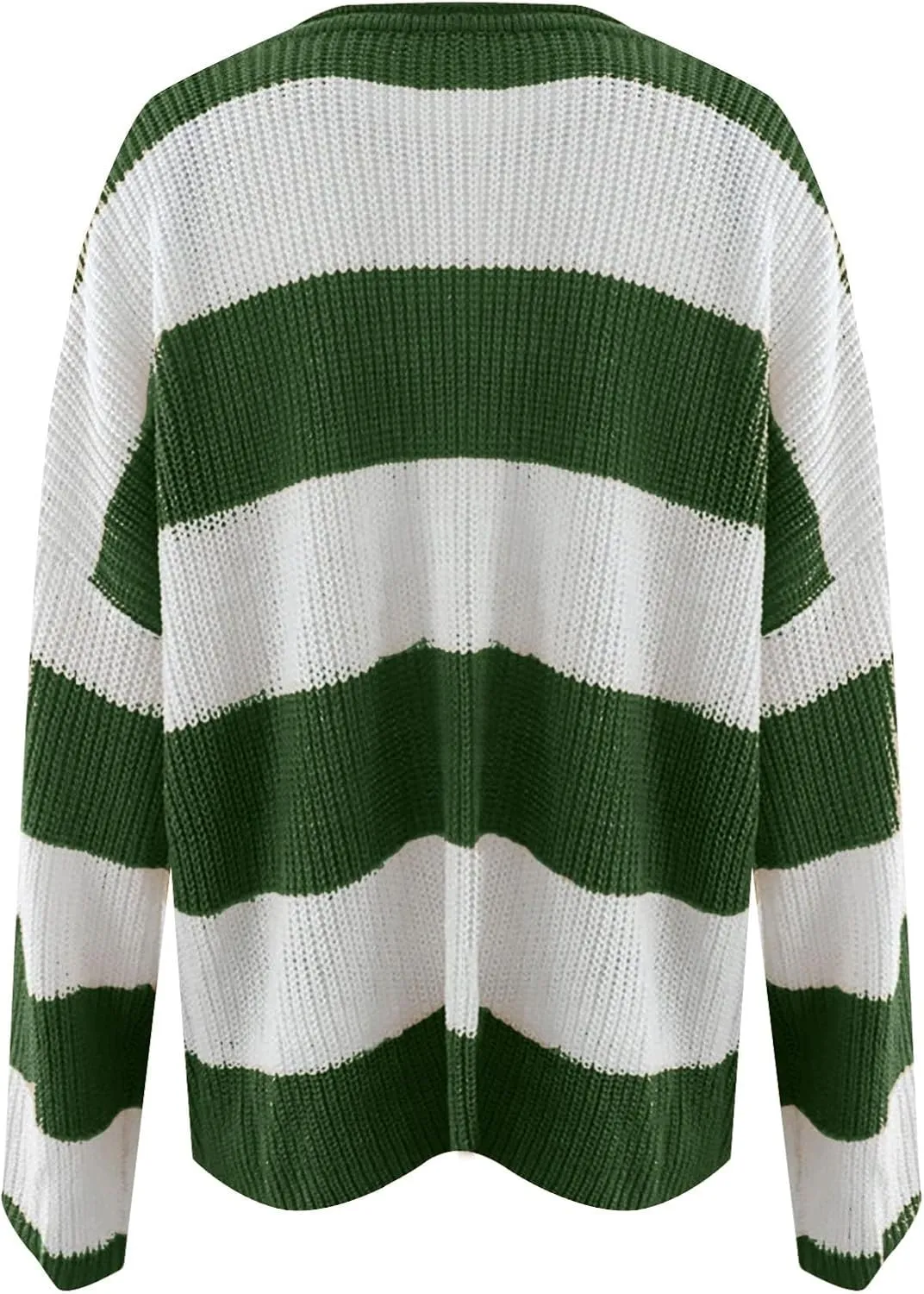 Women's 2024 Fall Long Sleeve Crew Neck Striped Color Block Comfy Loose Oversized Knitted Pullover Sweater