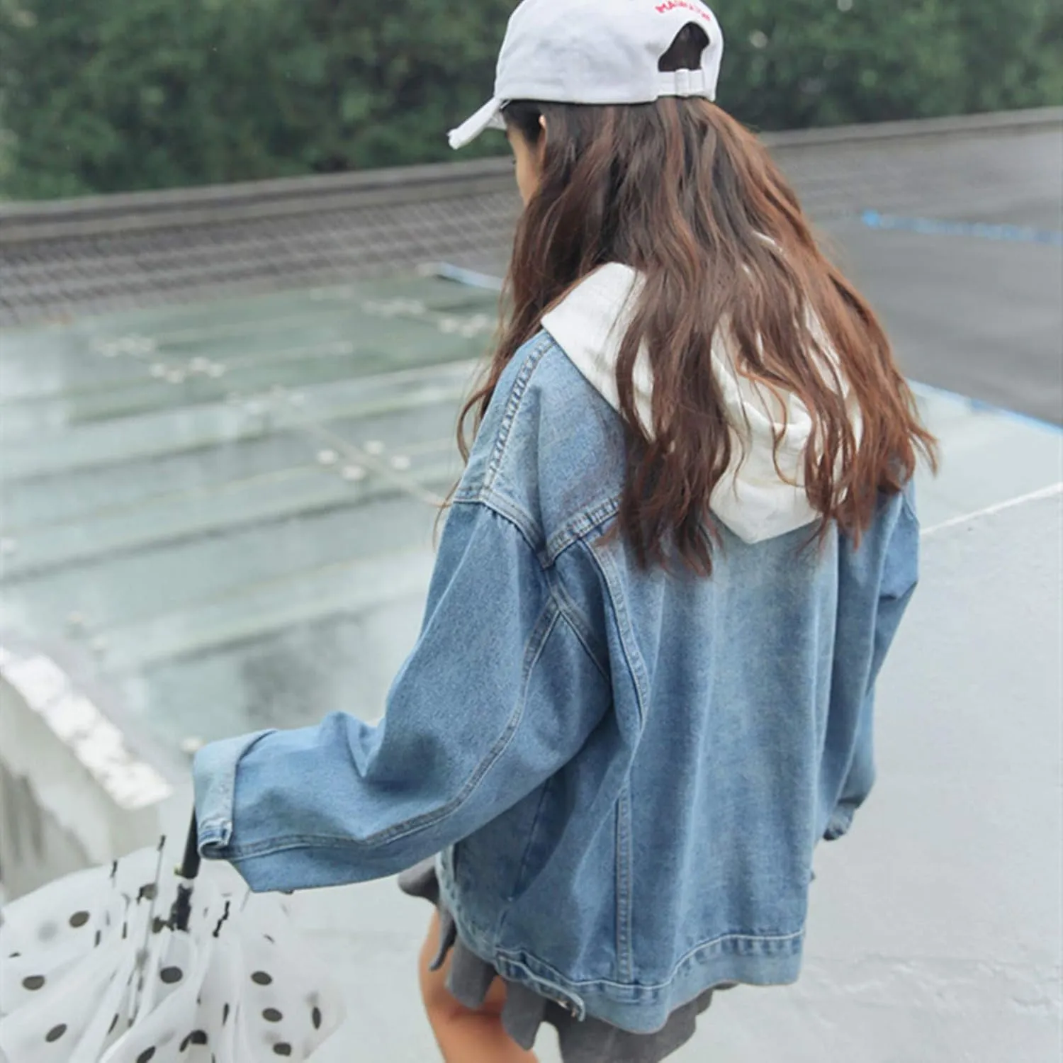 Women's Boyfriend Denim Jackets Long Sleeve Loose Jean Coats Oversize