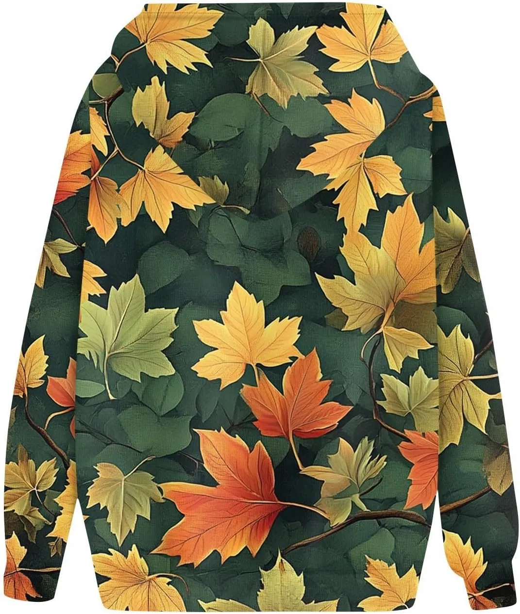 Womens Camo Hoodie Fall Winter Sweatshirt Maple Leaf Print Hoodie Drop Shoulder Long Sleeve Camo Shirt With Pocket