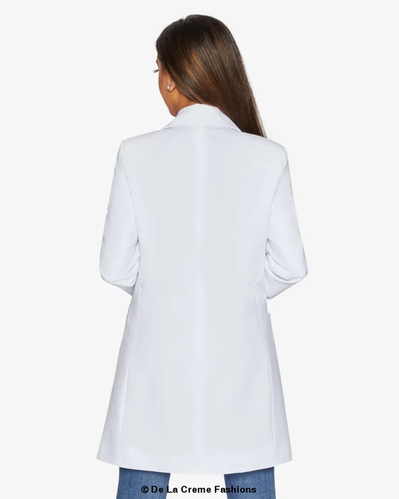 Women's Curved Hem Longline Blazer Jacket
