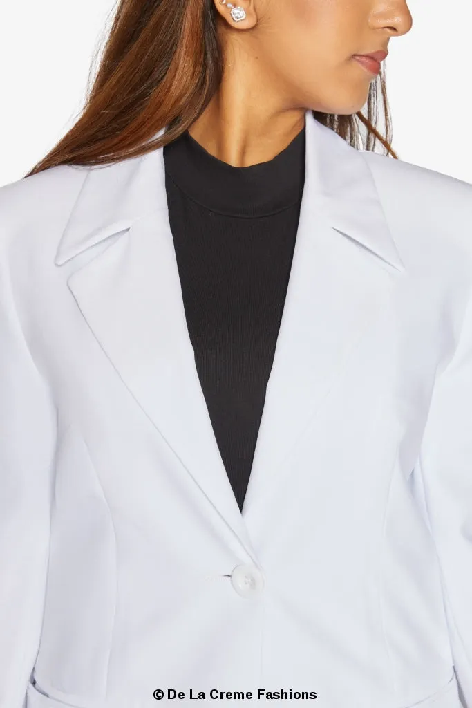 Women's Curved Hem Longline Blazer Jacket