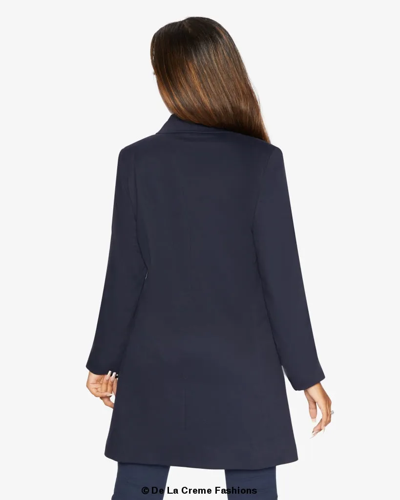 Women's Curved Hem Longline Blazer Jacket