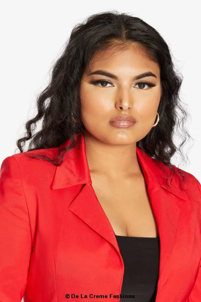 Women's Curved Hem Longline Blazer Jacket