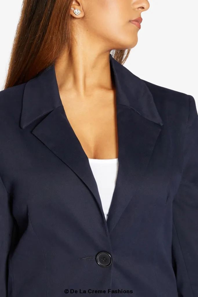 Women's Curved Hem Longline Blazer Jacket