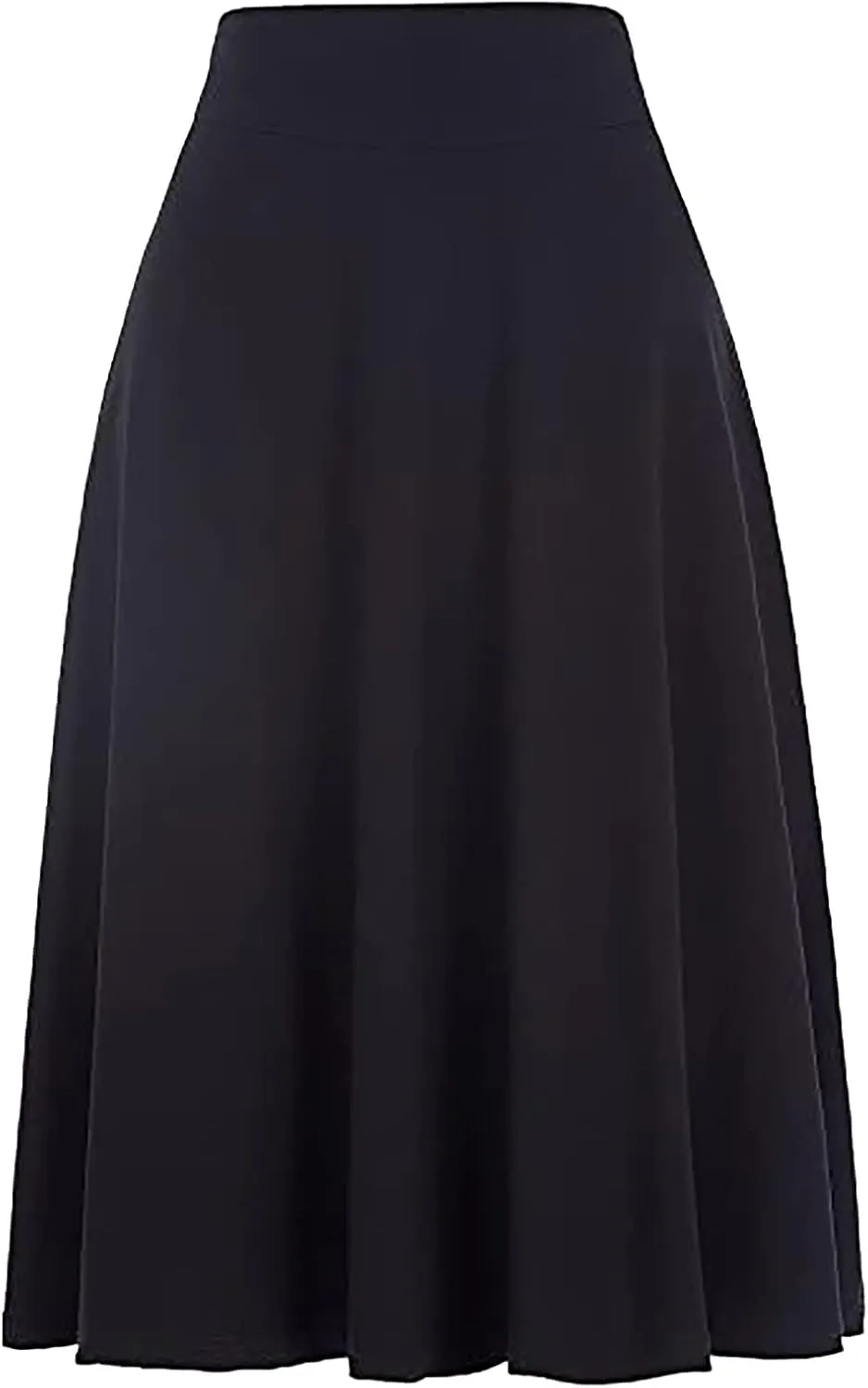 Womens Summer High Waist Midi Skirt Elegant Solid Color A Line Skirt Loose Office Business Flared Skirt