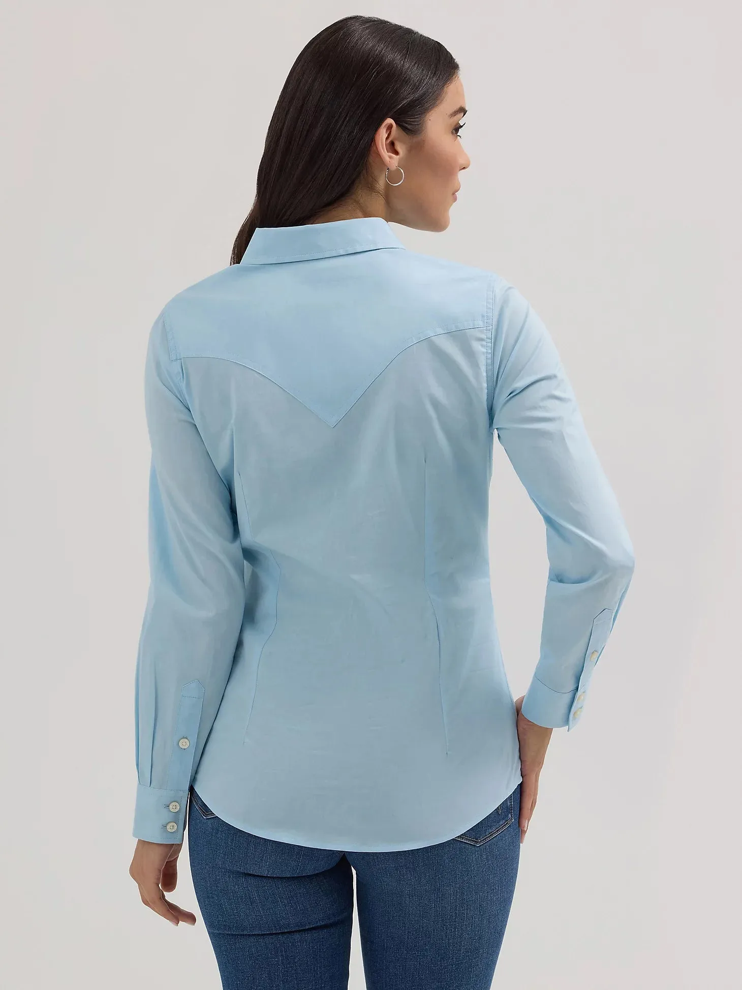 Women's Wrangler Retro 112358015 Western Long Sleeve Shirt Cool Blue