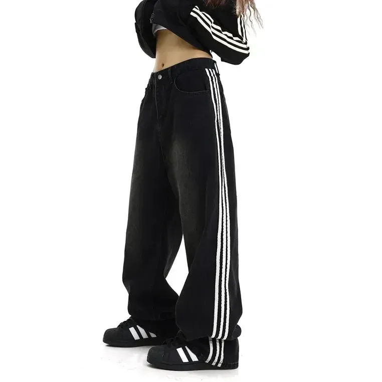 Y2k Harajuku Street Striped Jeans