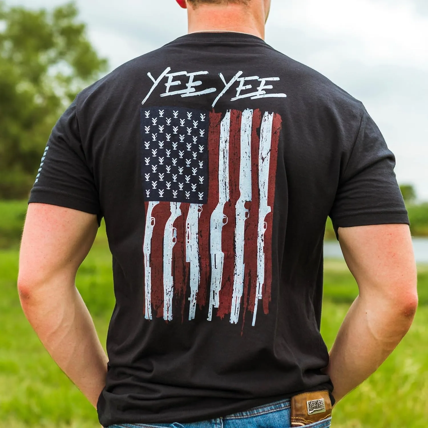 Yee Yee Apparel Patriot Graphic Tee Shirt  Mens Graphic Tees and Short Sleeve Shirts with American Flag Design