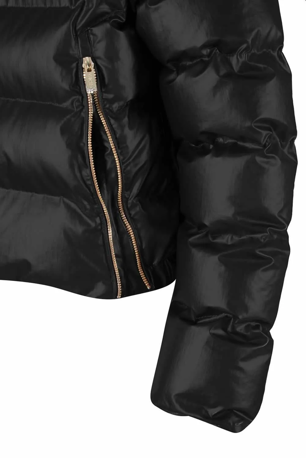Yes Zee Chic Black Hooded Jacket with Logo Detail