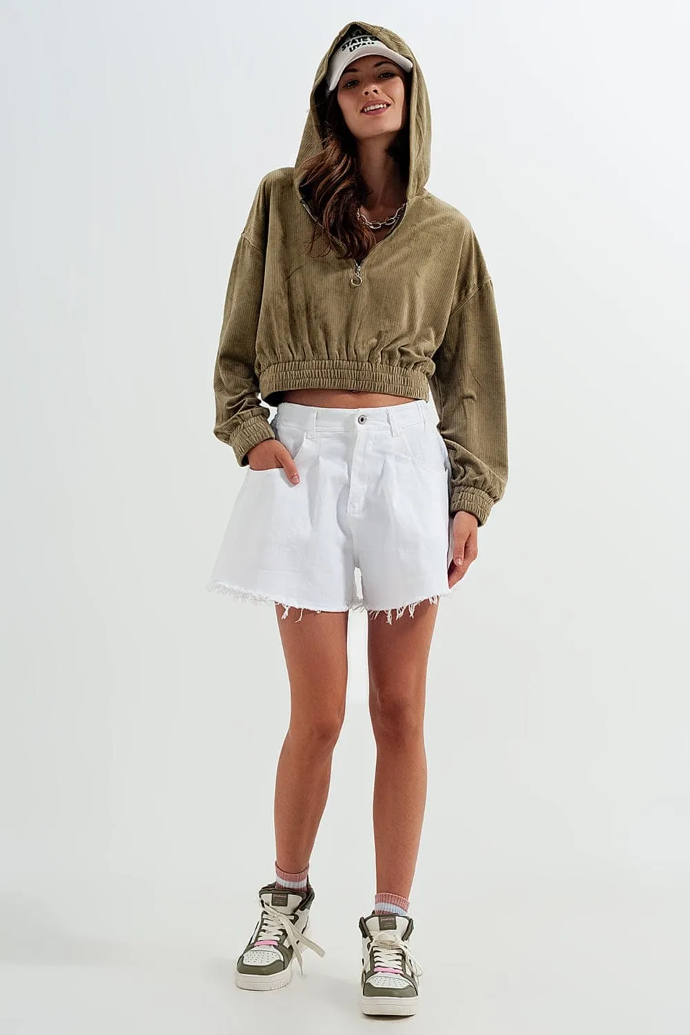 Zip Through Hoodie In Green