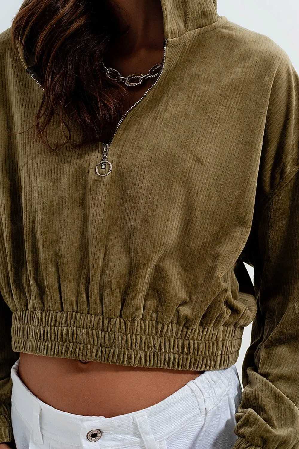 Zip Through Hoodie In Green