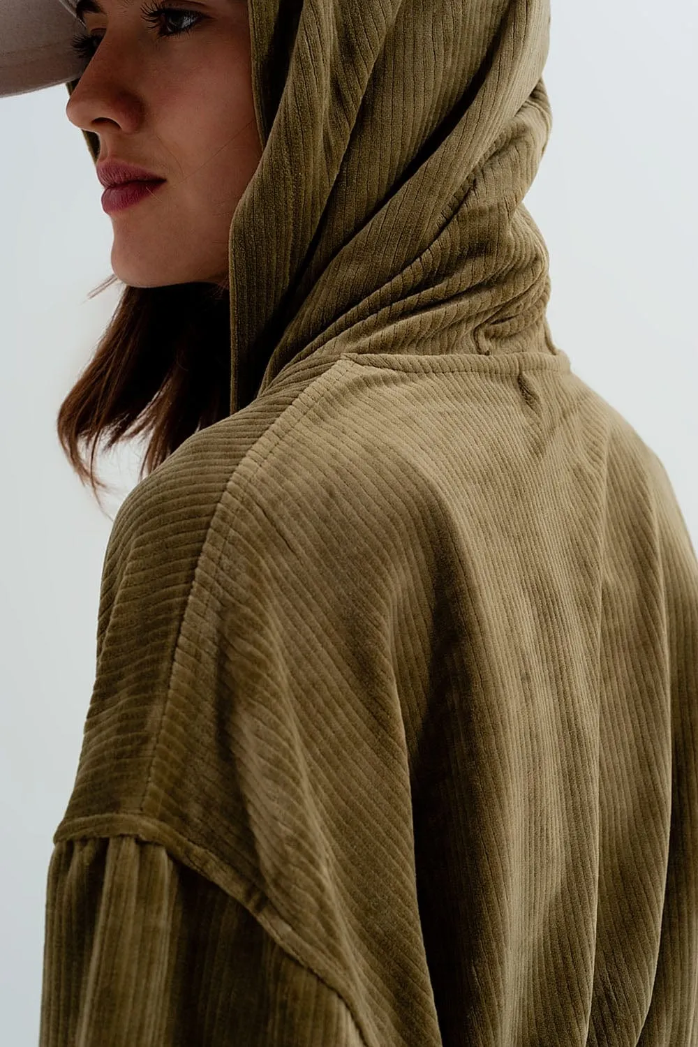 Zip Through Hoodie In Green