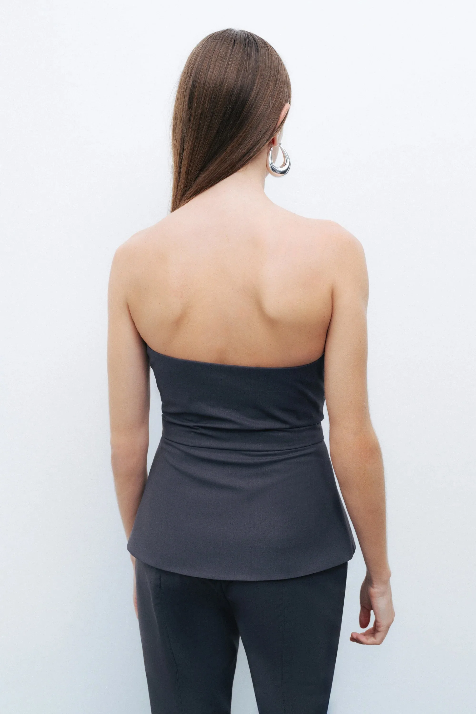 Zippered Corset Look Blouse